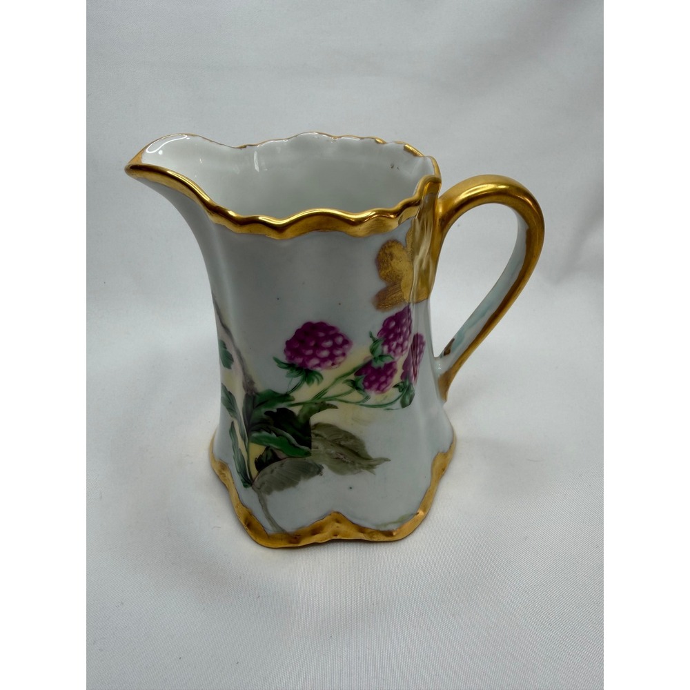 Vintage Hutschenreuther Selb Bavaria Creamer Pitcher Signed Hand Painted Fruit